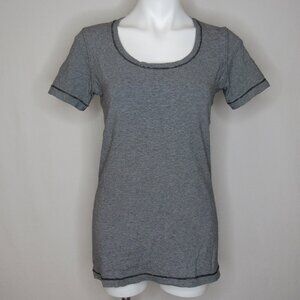 Lululemon Every Yogi Tee Black White Wee Stripe Scoop Neck Women's 8